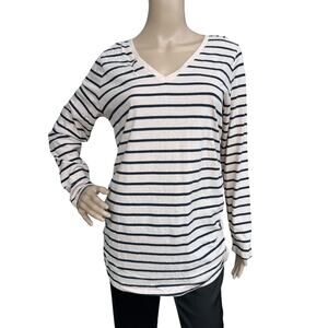 NEW Isabel Maternity Tee Pink & Navy Stripes, V-Neck, Long Sleeve, Size M